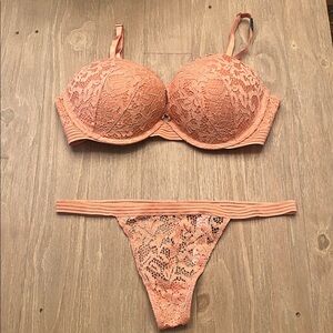 NWT Victorias Secret Very Sexy Push Up Bra and Panty 36C Medium M Pumpkin Spice